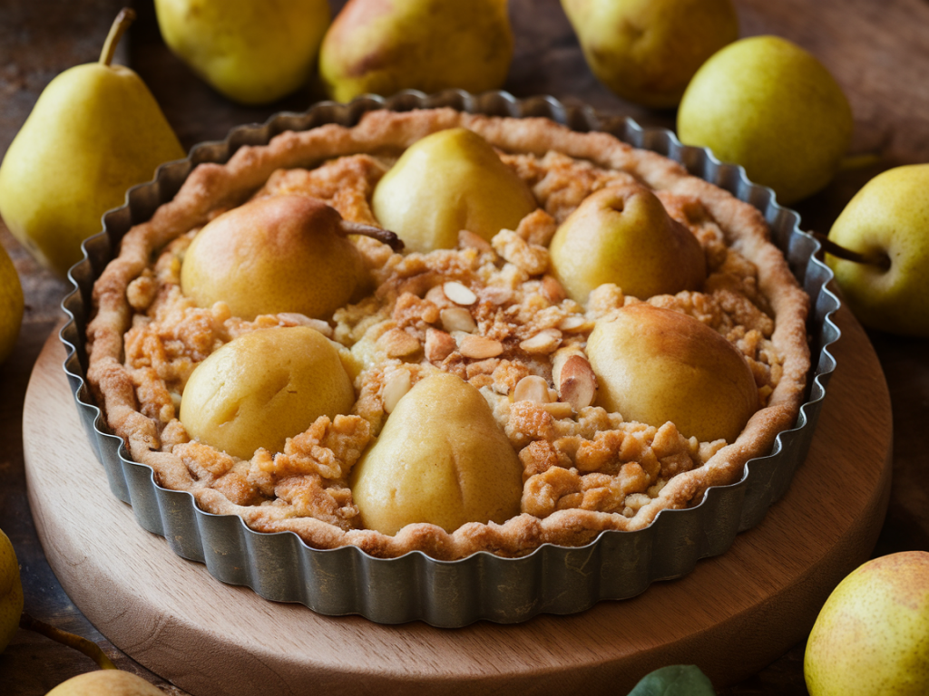 Recette de tarte rustique aux poires et amandes sans moule ni complications