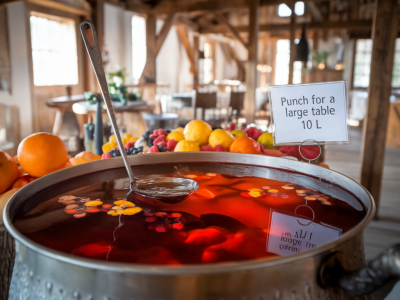 Dosage du punch pour une grande tablée : 10 L = combien de convives ?